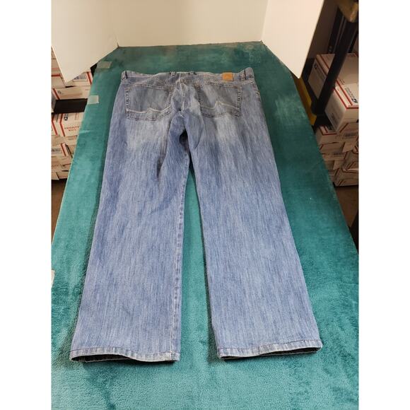 Albert Jeans Size 38x28 Mens Blue Stretch Pants Denim Stone Light Wash Straight - Picture 11 of 14